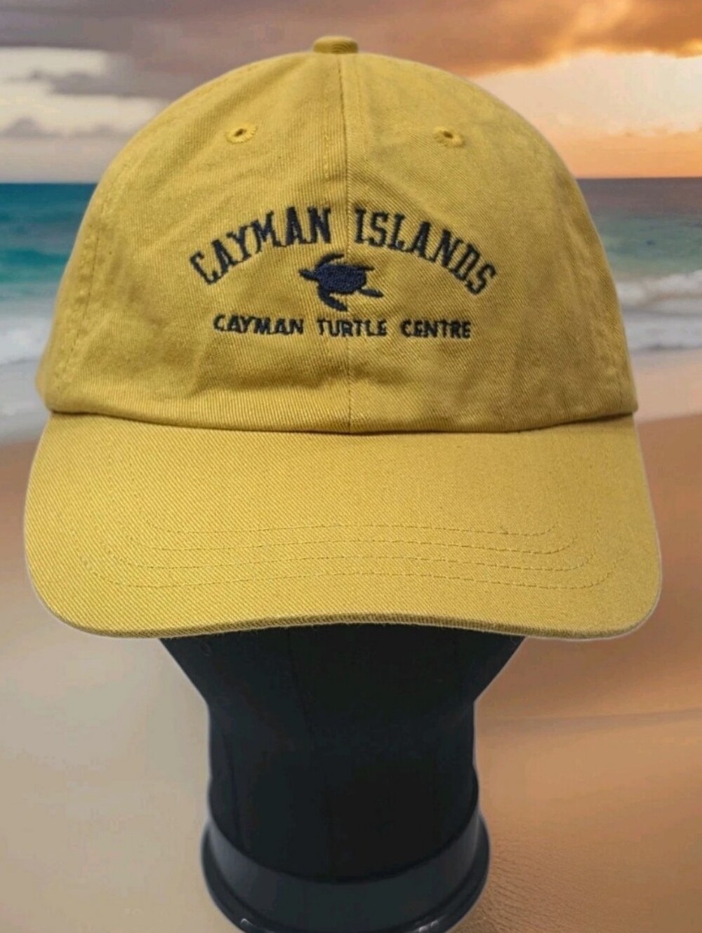 Cayman Islands Hat Cap Unisex Yellow Adjustable Turtle Centre Twill Cotton NWT